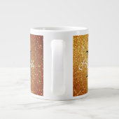 Glamoureus goud glitter monogram extra groot forma grote beker (Achterkant)