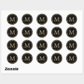 Glamoureus Goud Monogram Ronde Sticker (Vel)