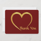 Glamoureus Goud & Rode Hart Bruiloft Jubileum Bedankkaart (Voorkant)