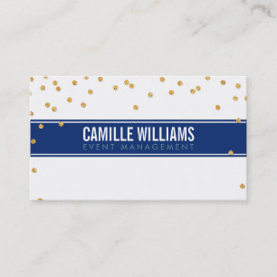 GLAMOUREUS goud sprankelend glitter confetti navy  Visitekaartje