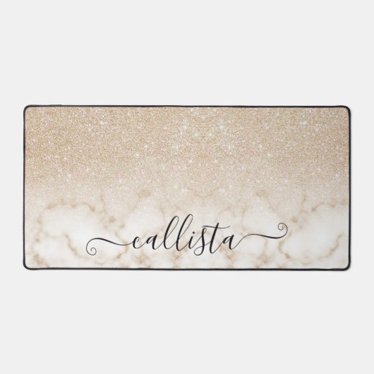 Glamoureus Goud Wit Glitter Marmeren Gradiënt Bureaumat (Voorkant)