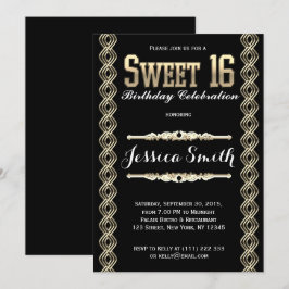 Glamoureus Great Gratsby Sweet 16 Invite Kaart