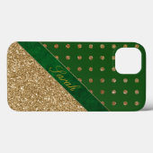 Glamoureus Green en Gold Personalized Case-Mate iPhone Case (Achterkant (horizontaal))