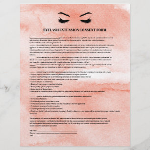 Glamoureus koraal EYELASH EXTENSION CONSENT FORM Flyer