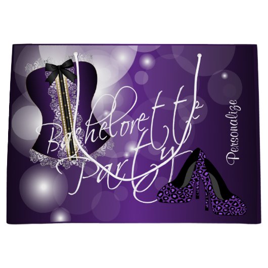 Glamoureus Lingerie Bachelorette | Paarse Bokeh Groot Cadeauzakje (Voorkant)