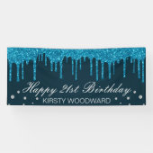 Glamoureus Mid Blue Driving Glitter Birthday Spandoek (Horizontaal)