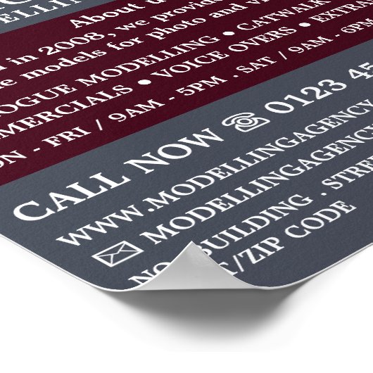 Glamoureus Model, Modelleraar, modelagent Poster (Hoek)