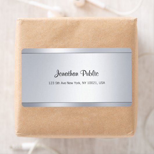 Glamoureus Modern Script Silver Verzendadres Etiket (Insitu)