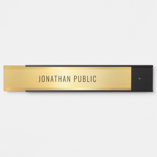 Glamoureus Moderne Zwarte en Gold Sjabloon Lange Deurbordje (Voorkant)