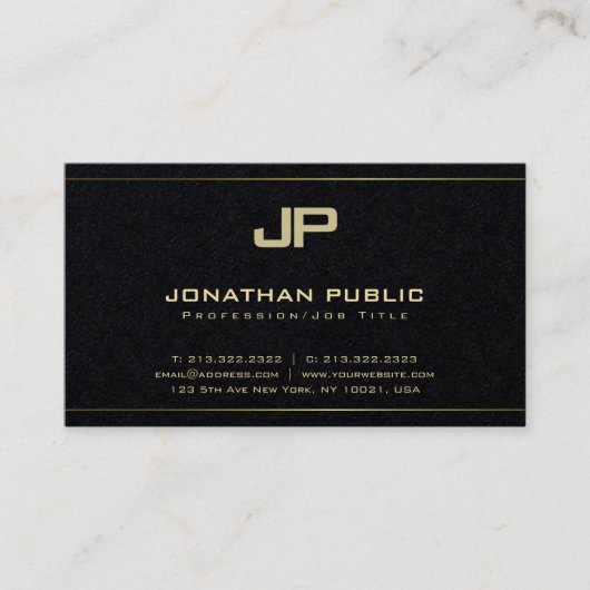 Glamoureus Monogram Plain Premium Black Luxury Visitekaartje (Voorkant)