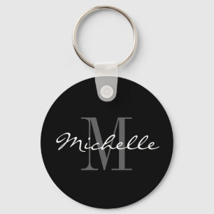 Glamoureus monogram sleutelhanger op zwart-witte n