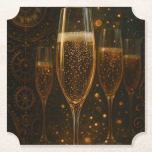 Glamoureus Nieuwjaar Steampunk Champagne Kartonnen Onderzetters