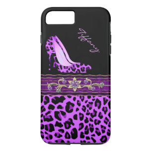 Glamoureus Paars Jaguar Print iPhone 7 Plus Hoesje