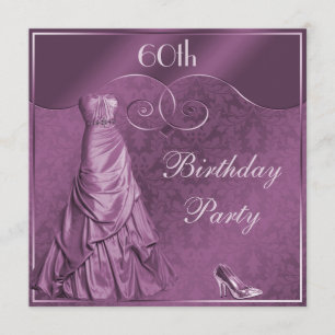 Glamoureus Paarse Ball Gown 60th Birthday Party Kaart