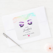 Glamoureus Paarse ogen & Brows Waterverf Kitchen Vierkante Sticker (Envelop)