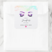 Glamoureus Paarse ogen & Brows Waterverf Kitchen Vierkante Sticker (Tas)