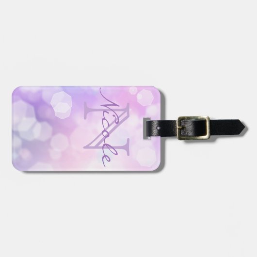 Glamoureus Paarse Sparkle Bokeh - Monogrammen Bagagelabel (Voorkant horizontaal)