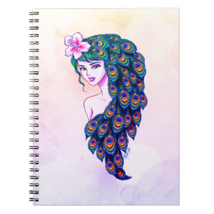 Glamoureus Peacock Goddess Art Dreamweaver Notitie Notitieboek