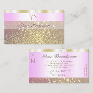 Glamoureus Pink and Gold Sparking Glitter Monogram Visitekaartje
