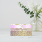 Glamoureus Pink and Gold Sparking Glitter Monogram Visitekaartje (Staand voorkant)