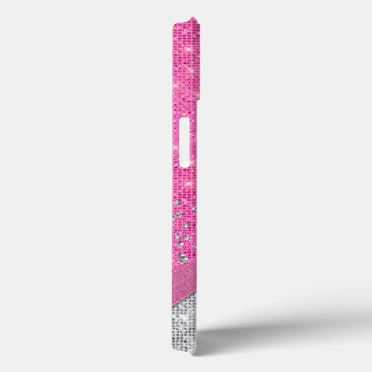 Glamoureus Pink en Silver Glittery Monogrammed Case-Mate iPhone Case (Achterkant / Rechts)