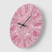 Glamoureus Pink Glitter Grote Klok (Hoek)