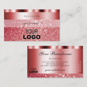 Glamoureus Red Sparking Glitter met Logo Shimmery Visitekaartje
