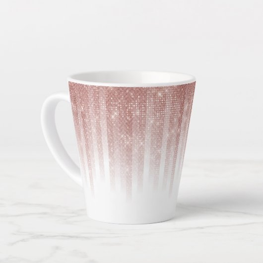 Glamoureus Roos Gold Glitter Striped Gradient Latte Mok (Linkerhoek)