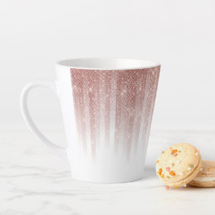Glamoureus Roos Gold Glitter Striped Gradient Latte Mok