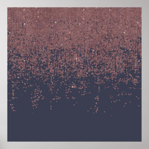 Glamoureus Roos Gold Navy Blue Glitter Ombre Poster