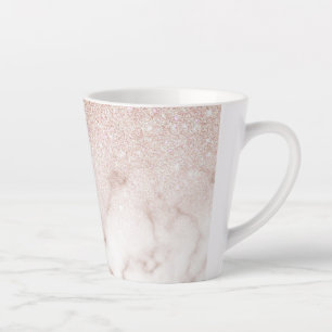 Glamoureus Roos Gold White Glitter Marble Gradient Latte Mok