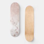 Glamoureus Roos Gold White Glitter Marble Gradient Skateboard (Voorkant)