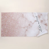 Glamoureus Roos Gold White Glitter Marble Gradient Strandlaken (Voorkant)