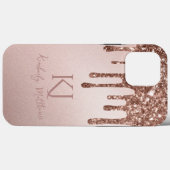 Glamoureus Roos Gouden Glitter Monogram Initialen Case-Mate iPhone Case (Achterkant (horizontaal))