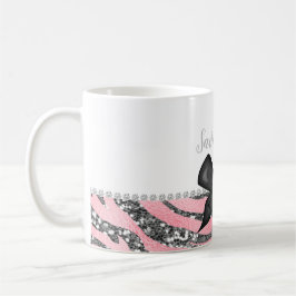 Glamoureus Roos Roze Zilver Glitter Monogram Koffiemok