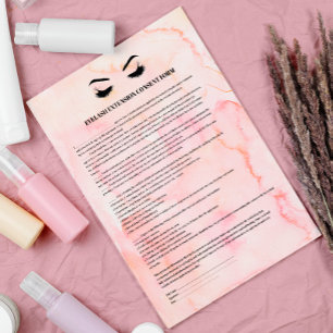 Glamoureus roze EYELASH EXTENSION CONSENT FORM Flyer