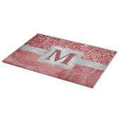 Glamoureus roze Folie en Glitter Monogram Snijplank (Hoek)