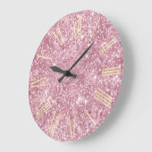 Glamoureus Roze Glitter en Gold Grote Klok (Hoek)