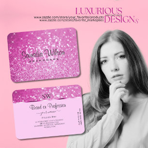 Glamoureus Roze Glitter Sparkelende Stars Monogram Visitekaartje