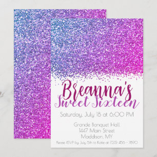 Glamoureus roze glitter zoet zestien viering kaart