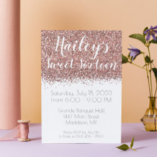 Glamoureus roze glitter zoet zestien viering kaart