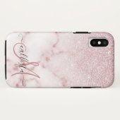 Glamoureus roze witte glitter marmer gradient ombr Case-Mate iPhone case (Achterkant (horizontaal))