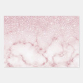 Glamoureus roze witte glitter marmer gradient ombr inpakpapier vel (Voorkant 2)