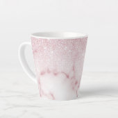 Glamoureus roze witte glitter marmer gradient ombr latte mok (Linkerhoek)