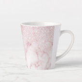 Glamoureus roze witte glitter marmer gradient ombr latte mok (Rechts)