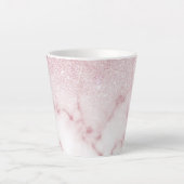 Glamoureus roze witte glitter marmer gradient ombr latte mok (Voorkant)