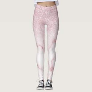 Glamoureus roze witte glitter marmer gradient ombr leggings
