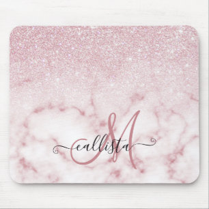 Glamoureus roze witte glitter marmer gradient ombr muismat