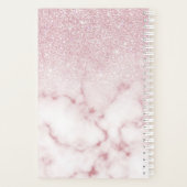 Glamoureus roze witte glitter marmer gradient ombr planner (Achterkant)