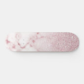 Glamoureus roze witte glitter marmer gradient ombr skateboard (Horizontaal)